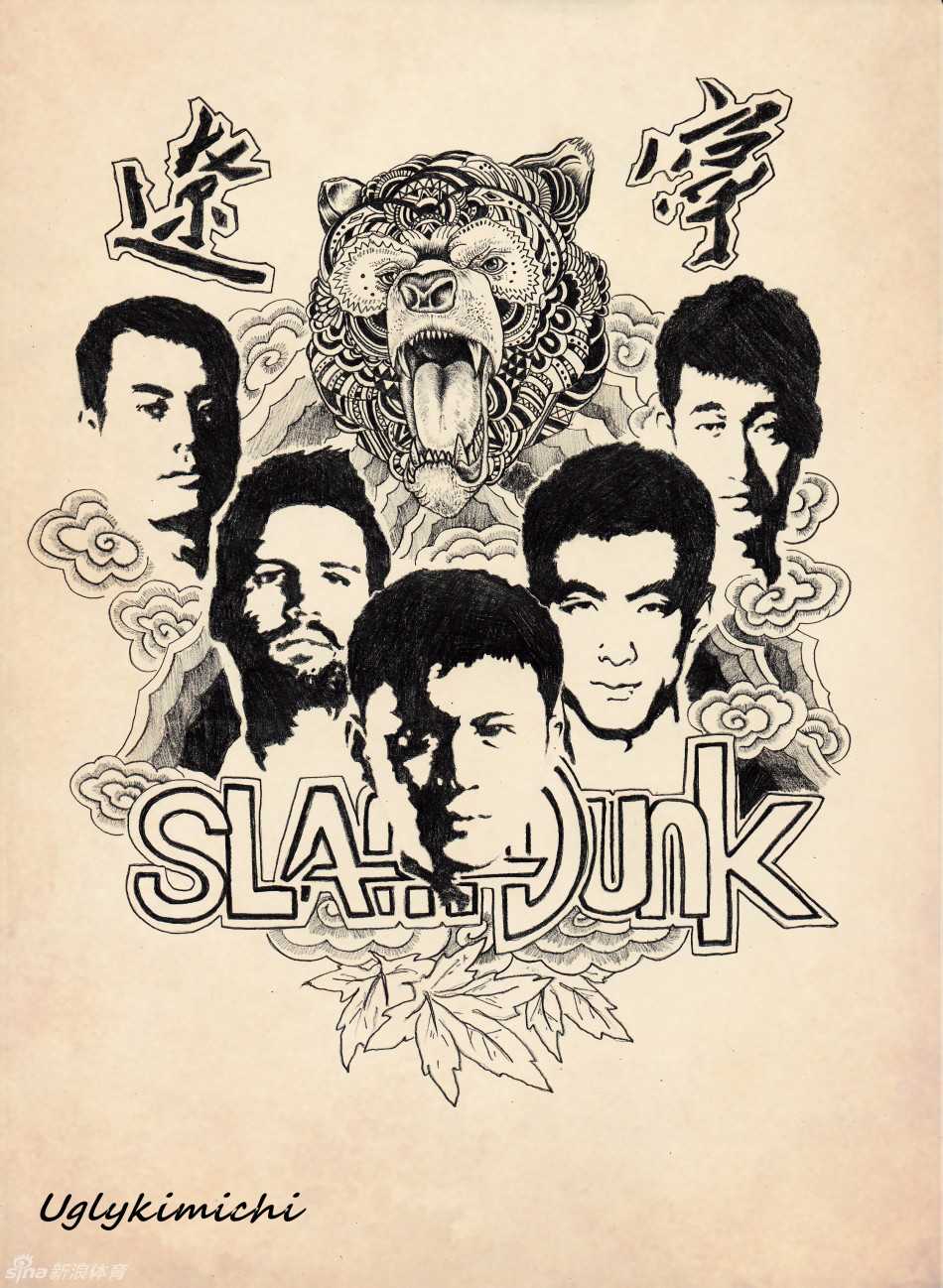 韩德君内线双手灌篮漫画，对手只能仰望，气势如虹，尽显统治力